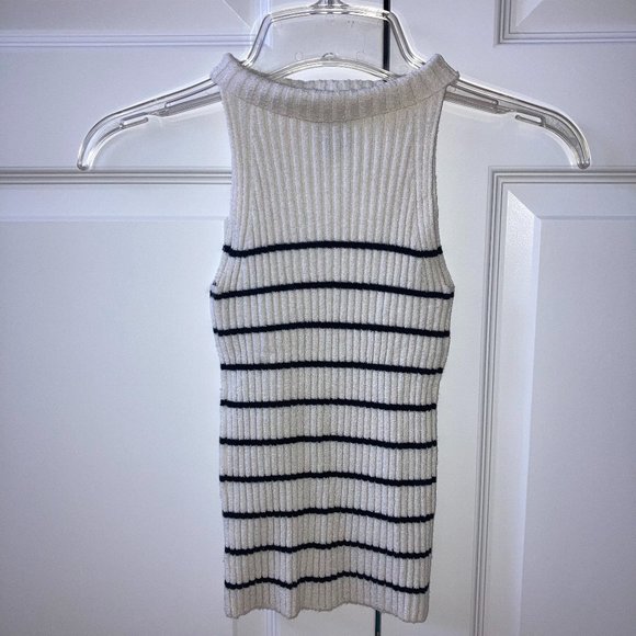Moda Turtleneck Ribbed Tank White, Black XS - Picture 1 of 3